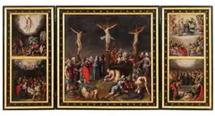 German School, circa 1630, Altarpiece with Scenes from the Life of the Virgin, Oil on panel