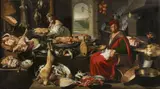 Kitchen Still Life by Italian-Flemish School, circa 1630, Oil on canvas (relined), sold May 2017