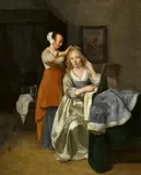 Simon Kick, A Lady at her Toilette, Oil on panel