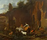 Nicolaes Pieterszoon Berchem, Shepherds by a Roman Ruin