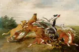 Jan van Kessel the Elder, A Deer Hunt, Oil on panel