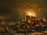 Egbert van der Poel, Fire in a Village by Night, Oil on panel