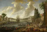 Pieter Casteels, River Landscape with Figures, Oil on canvas (relined)