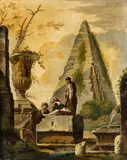 Giovanni Ghisolfi, Two Architectural Capriccios with Ruins and Figures