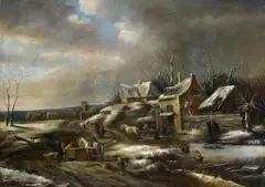 Winter Landscape by Thomas Heeremans, Oil on canvas (relined), offered May 2017
