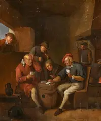 Egbert van Heemskerck the Elder, Peasants Playing Cards, Oil on panel