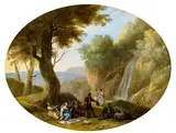 Jan van den Hecke the Younger, Pair of Landscapes with Figures, Oil on copper. Each