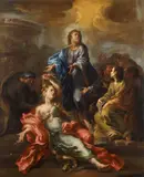Giacomo del Pò, Christ and the Adulteress, Oil on canvas (relined)