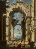 Alberto Carlieri, Architectural Capriccio with Figures, Oil on canvas (relined)