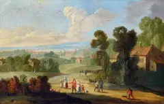 Landscape with Figures and Houses by Jan Frans van Bredael, Oil on copper, offered May 2017