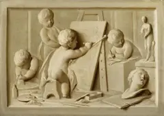Jacob de Wit, Allegory of Painting and Sculpture Allegory of Music and Theatre, Oil on panel. Each