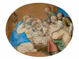 Giovanni Battista Castello, The Adoration of the Shepherds, Brown ink and watercolours on parchment