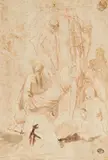 The Deposition from the Cross by Netherlandish School 17th century, Brown ink and wash over red chalk on textured paper, sold May 2017