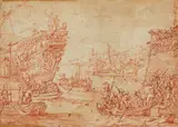 Harbour Scene by Netherlandish School 17th century, Red chalk on laid paper, sold May 2017