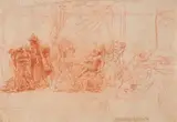 Giovanni Gioseffo dal Sole, The Death of Pompey, Red chalk on textured paper