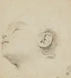 Anton Domenico Gabbiani, Study of a Head of a Sleeping Child, Black chalk on laid paper
