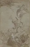 Studies for a Crucifixion Scene by Veronese School, 17th & 18th century, Brown ink and white highlights on tinted paper, offered May 2017