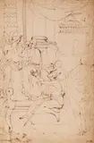 attributed to Pietro Antonio Novelli, Christ Blessing the Sick, Pen and brown ink