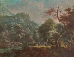 Willem Troost, Landscape with a Bridge over a River, Gouache on card