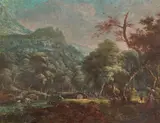 Willem Troost, Landscape with a Bridge over a River, Gouache on card