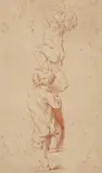 French School, circa 1800, Two Putti, Red chalk on laid paper
