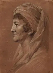 Anton Graff, Elisa von der Recke in Profile, Black and white chalk on tinted paper
