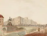 Berlin School, 19th century, View of Berlin Palace seen from the East, Watercolour over pen and pencil drawing
