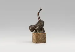 Sich beugender Pavian by Fritz Bernuth, Bronze sculpture on a marble plinth, offered May 2017
