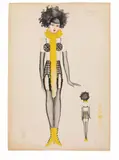 Probably Valentina Khodasevich, "Tango", Inscribed to the reverse "Jubilee exhibition no. 39". Gouache over pencil on drawing paper