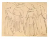 Boris Grigoriev, Untitled (Two Figure Studies), Pencil on yellowed, machine made paper from a sketchbook