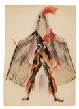 Probably Fedor Fedorovich Fedorovsky, "Fire Dance", Costume design. Gouache, gold-bronze paint with gum arabic over pencil on drawing paper, mounted on machine-made paper