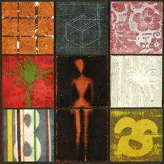 Craig Alan, o.T., Encaustik-Collage auf Karton