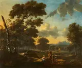 Landscape with Shepherds by in the manner of Jan Both, Oil on canvas (relined), offered Mar 2017