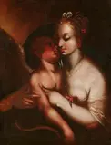 Prague School, early 17th century, Venus and Cupid, Oil on canvas (relined)