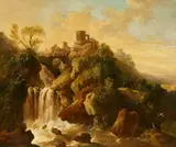The Waterfalls of Tivoli with the Temple of Vesta by Christian Wilhelm Ernst Dietrich, called Dietricy, copy after, Oil on canvas (relined), sold Mar 2017