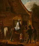 Horsemen by a Tavern by in the manner of Cornelis Dusart, Oil on panel, offered Mar 2017