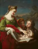 French School late 18th century, The Discovery of the Infant Moses, Oil on canvas