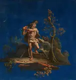 Italian School 18th century, Hercules and the Hydra, Oil on panel (parquetted)