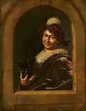 follower of Frans van Mieris, The Merry Drinker, Oil on panel