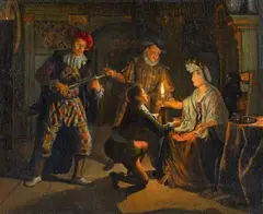 Matthijs Naiveu, The Matchmaker's Visit, Oil on canvas (relined)