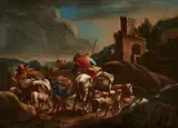 Two Genre Scenes in Southern Landscapes by Netherlandish School 17th century, Oil on canvas (relined). Each, offered Mar 2017