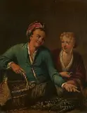 The Fishmonger by Netherlandish School 18th century, Oil on copper, offered Mar 2017