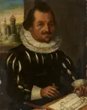 attributed to Lorenz Strauch, Portrait of the Master Builder Valentin Kaut Portrait of Magdalena Kaudin, Oil on copper. Each
