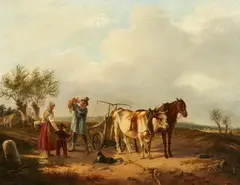 Paul Bürde, Landscape with a Peasant Family, Oil on canvas
