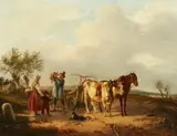 Paul Bürde, Landscape with a Peasant Family, Oil on canvas