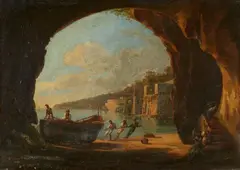 Consalvo Carelli, Grotto on the Gulf of Naples with a View of the Sea, Oil on canvas