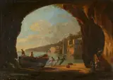 Consalvo Carelli, Grotto on the Gulf of Naples with a View of the Sea, Oil on canvas