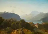 View of Lake Geneva by Johannes Bartholomäus Duntze, Oil on canvas, sold Mar 2017