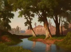 Bernhard Fries, Wooded Landscape with a Stream, Oil on canvas (relined)
