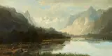 Heinrich Adolf Valentin Hoffmann, Mountainous Landscape with a Lake, Oil on canvas (edges relined)
